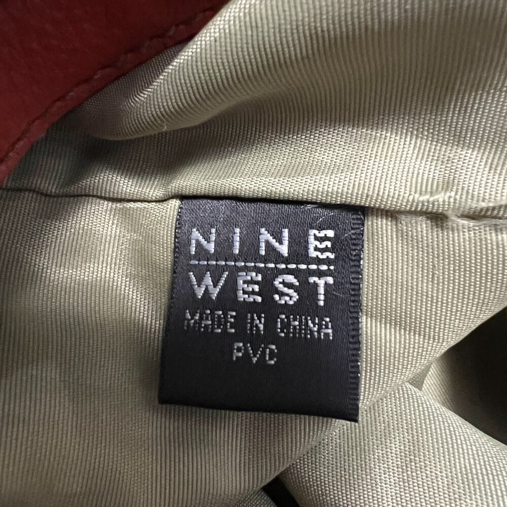 Vintage Nine West Backpack Bag PVC Vegan Faux Leather Orange 90's Pebbled - Picture 8 of 16